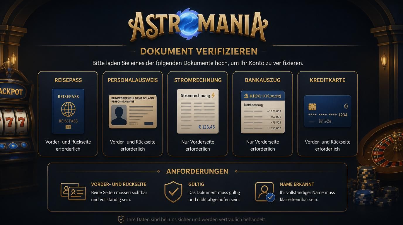 Dokumentarten für Identitäts- und Adressnachweis klar dargestellt.